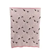 Paturica tricotata din bumbac unicorni gri cu alb tnabg031