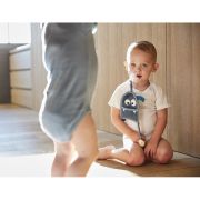 Textil din bambus pentru dentitie cu agatatoare suzeta din lemn monstru marin tnatm-tutmo-519