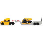Camion dickie toys mack volvo micro builder cu remorca, buldozer si camion basculant hubs203725005