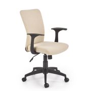 Scaun birou copii hm nody, mecanism de balans, cu brate, tapiterie stofa, roti pivotante, cadru polipropilena, 100 kg, bej drm8791