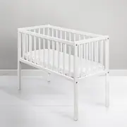 Patut Mic, Co-sleeping Din Lemn, Classic Alb Cu Saltea Cocos Spuma Cocos 90 X 40 X 7 Cm Pjbbedside_white