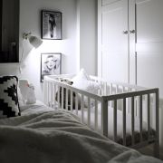 Patut Mic, Co-sleeping Din Lemn, Classic Alb Cu Saltea Cocos Spuma Cocos 90 X 40 X 7 Cm Pjbbedside_white