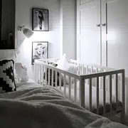 Patut Mic, Co-sleeping Din Lemn, Classic Alb Cu Saltea Cocos Spuma Cocos 90 X 40 X 7 Cm Pjbbedside_white