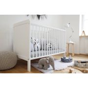 Patut Din Lemn Pentru Bebe, Inaltime Saltea Reglabila, Country Alb 120x60 Cm Pjbcountry_cot_white