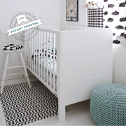 Patut Din Lemn Pentru Bebe, Inaltime Saltea Reglabila, Smooth Alb 120x60 Cm Pjbsmooth_cot_white