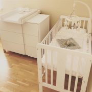Patut Din Lemn Pentru Bebe, Inaltime Saltea Reglabila, Star Baby Alb 120x60 Cm Pjbstar_cot_white