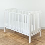 Patut Din Lemn Pentru Bebe, Inaltime Saltea Reglabila, Star Baby Alb 120x60 Cm Pjbstar_cot_white