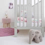Patut Din Lemn Pentru Bebe, Inaltime Saltea Reglabila, Star Baby Gri 120x60 Cm Pjbstar_cot_grey