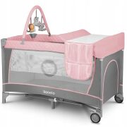 Lionelo - Patut pliant cu doua nivele Flower Cu arcada, 120x60 cm, Roz BYNLO-FLOWER_FLAMINGO