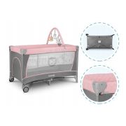 Lionelo - Patut pliant cu doua nivele Flower Cu arcada, 120x60 cm, Roz BYNLO-FLOWER_FLAMINGO