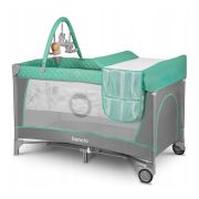 Lionelo - Patut pliant cu doua nivele Flower Cu arcada, 120x60 cm, Turcoaz BYNLO-FLOWER_TURQUOISE