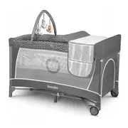Lionelo - Patut pliant cu doua nivele Flower Cu arcada, 120x60 cm, Gri BYNLO-FLOWER_GREY_SCANDI