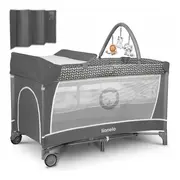 Lionelo - Patut pliant cu doua nivele Flower Cu arcada, 120x60 cm, Gri BYNLO-FLOWER_GREY_SCANDI
