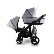 CARUCIOR COPII GEMENI TANDEM 2 IN 1, Bexa LUX, Grey - PJBBexaDuo01