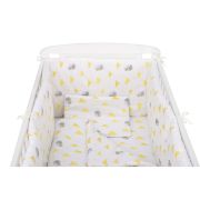 BabyNeeds - Lenjerie patut 5 piese 120x60 cm, Vrabiute, Gri-Galben BYNBN216