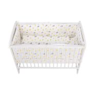 BabyNeeds - Lenjerie patut 5 piese 120x60 cm, Vrabiute, Gri-Galben BYNBN216