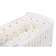 BabyNeeds - Lenjerie patut 5 piese 120x60 cm, Vrabiute, Gri-Galben BYNBN216