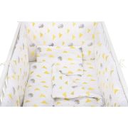 BabyNeeds - Lenjerie patut 5 piese 120x60 cm, Vrabiute, Gri-Galben BYNBN216