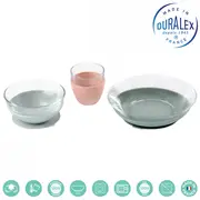 Set de masa 3 piese din sticla DURALEX cu suport antiaderent - Eucalyptus ERFB913487