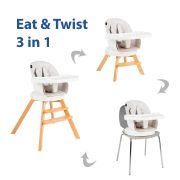 Scaun de masa 3 in 1 Juju Eat&Twist, Gri JUJJU1021-Grey