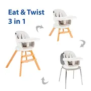Scaun de masa 3 in 1 Juju Eat&Twist, Gri JUJJU1021-Grey