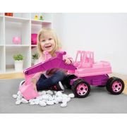 Excavator gigant Lena din plastic cu cupa de 70 cm Roz - SOLLE02137