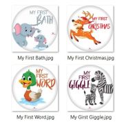 Paturica Foto Bebelusi - Baby Milestone Blanket design Long Neck Zebra cu 20 Stickere My First