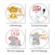 Paturica Foto Bebelusi - Baby Milestone Blanket design Long Neck Zebra cu 20 Stickere My First