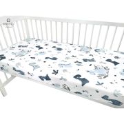 MimiNu - Cearceaf cu elastic, 120X60 cm, Dino Granat BYN6426972004978