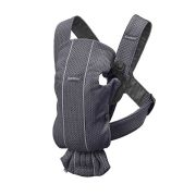 BabyBjorn - Marsupiu anatomic Mini, cu pozitii multiple de purtare – Anthracite, 3D Mesh BSAFE021013E1