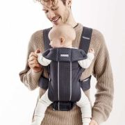 BabyBjorn - Marsupiu anatomic Mini, cu pozitii multiple de purtare – Anthracite, 3D Mesh BSAFE021013E1