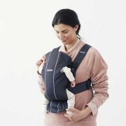 BabyBjorn - Marsupiu anatomic Mini, cu pozitii multiple de purtare – Anthracite, 3D Mesh BSAFE021013E1