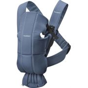 BabyBjorn - Marsupiu anatomic Mini, cu pozitii multiple de purtare – Vintage Indigo, Bumbac BSAFE021074E1