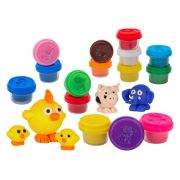 Set 15 borcanele de plastilina cu sabloane forme pe capac Globo  - SOLGL39721