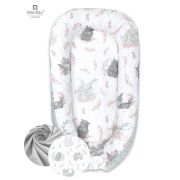MimiNu - Cosulet bebelus pentru dormit, Baby Nest 105x66 cm, Lulu Rose/Grey BYN6426972004886
