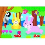 Set 4 puzzle-uri - animalute din padure (2, 3, 4, 5 piese)