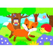 Set 4 puzzle-uri - animalute din padure (2, 3, 4, 5 piese)