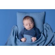 Amy - Paturica Puzzle Tricotata Din Bumbac, 110x72 Cm, Blue Pjb81893
