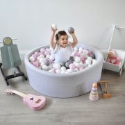Piscina Uscata Cu 200 De Bile (alb, Gri, Roz Pastel) Meowbaby  , 90x30 Cm, Gri Deschis Pjbmeo033