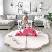 Saltea Norisor Pentru Joaca Din Spuma, Catifea Roz, 160x160cm Pjbmata021