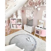 Saltea Rotunda Pentru Joaca Din Spuma, Catifea Gri Cu Volanas, Diametru 100 Cm Pjbmata022
