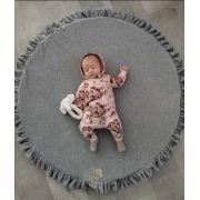 Saltea Rotunda Pentru Joaca Din Spuma, Catifea Gri Cu Volanas, Diametru 100 Cm Pjbmata022