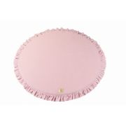 Saltea Rotunda Pentru Joaca Din Spuma, Catifea Roz Cu Volanas, Diametru 100 Cm Pjbmata013