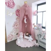 Saltea Rotunda Pentru Joaca Din Spuma, Catifea Roz Cu Volanas, Diametru 100 Cm Pjbmata013