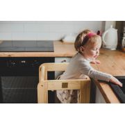 Inaltator Learning Tower Ajustabil, Ajutor De Bucatarie Meowbaby  , Lemn Natur Pjbkh01002