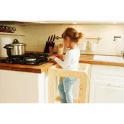 Inaltator Learning Tower Ajustabil, Ajutor De Bucatarie Meowbaby  , Lemn Natur Pjbkh01002