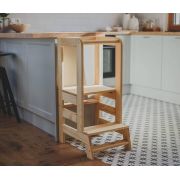 Inaltator Learning Tower Ajustabil, Ajutor De Bucatarie Meowbaby  , Lemn Natur Pjbkh01002