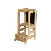 Inaltator Learning Tower Ajustabil Cu Tabla De Scris, Ajutor De Bucatarie Meowbaby  , Lemn Natur Pjbkh02001