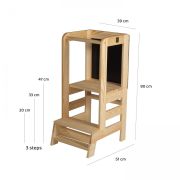 Inaltator Learning Tower Ajustabil Cu Tabla De Scris, Ajutor De Bucatarie Meowbaby  , Lemn Natur Pjbkh02001
