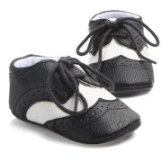 Pantofiori eleganti baieteti alb cu negru 3-6 luni - IDD0772-1-r1.3-6 luni